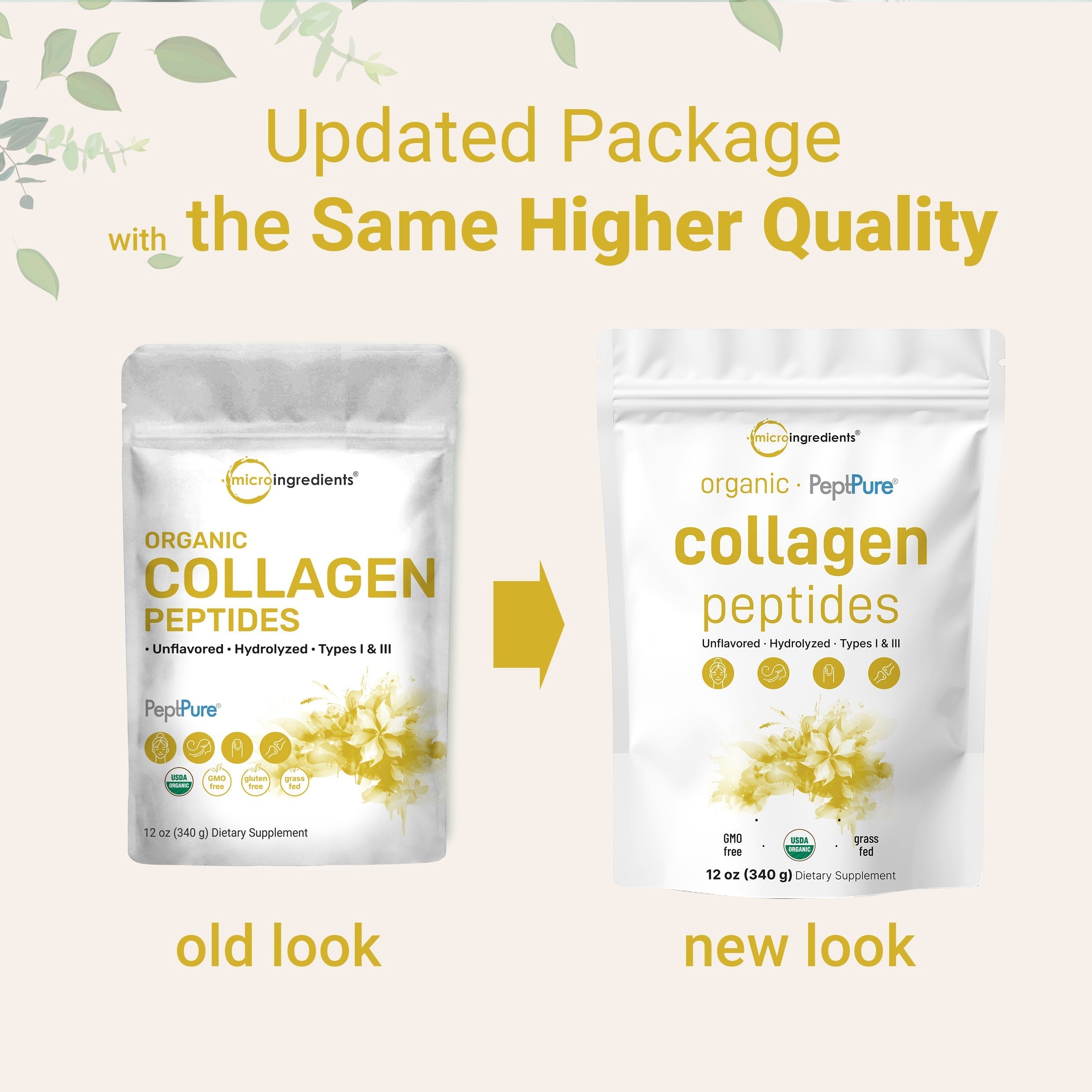 Micro Ingredients Organic Collagen Peptides Powder, 12oz